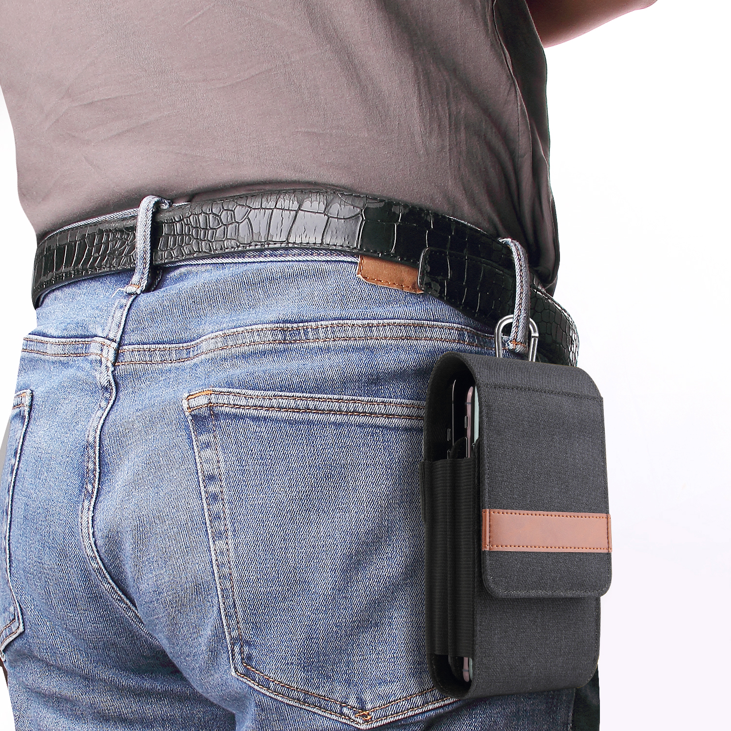 Vertical Nylon Dual Pocket Phone Holster Pouch Belt Clip - Temu