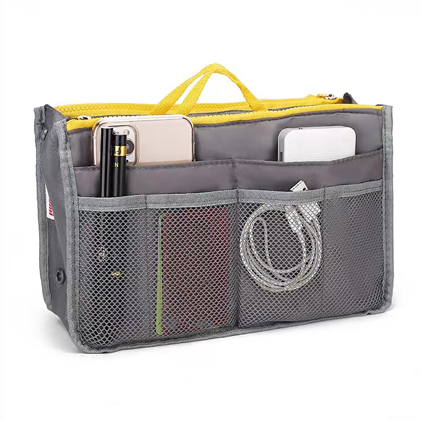 Small Multi-pocket Organizer Insert Bag, Canvas Zipper Cosmetic Storage Bag,  Lightweight Portable Inner Travel Storage Bag - Temu New Zealand