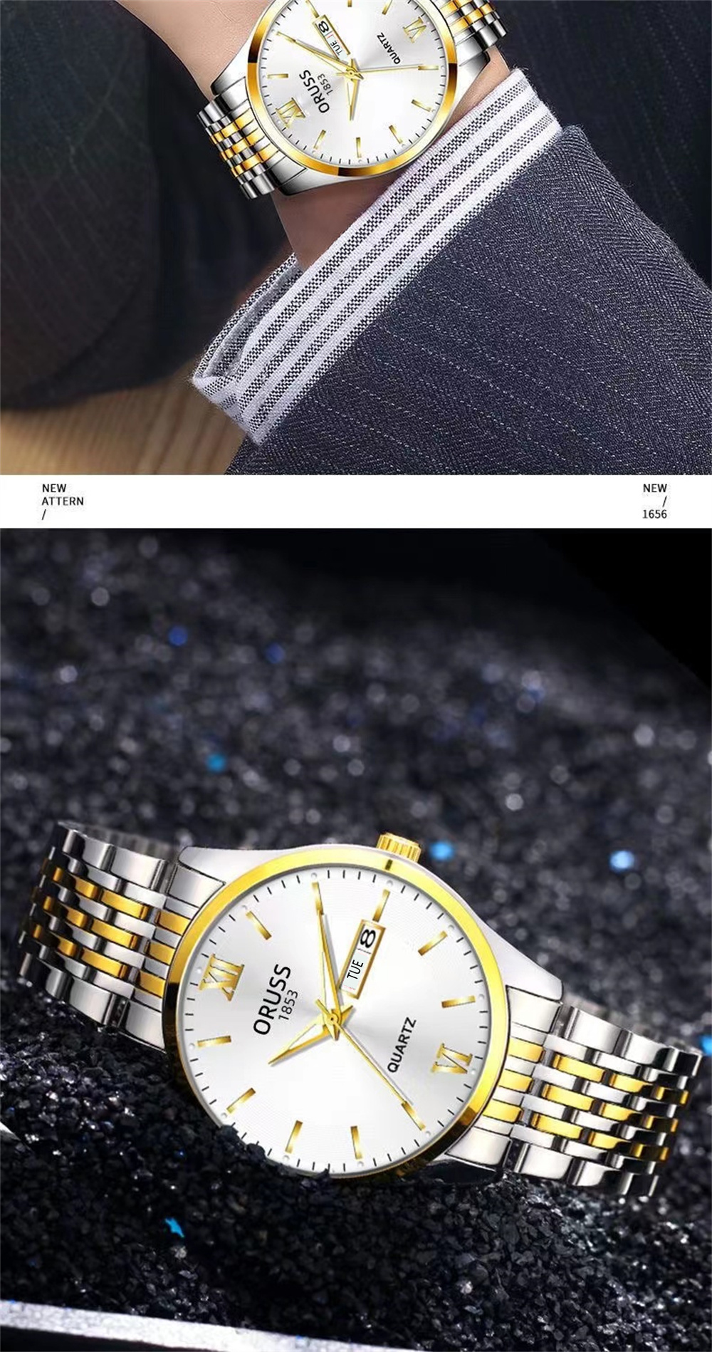 mens watch glow in the dark waterproof calendar     fashion 2022   steel watch   for gifts details 10