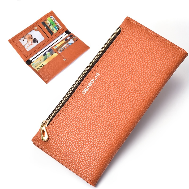 Letter Detail Long Wallet, Fashion Coin Purse with Multi Card Slots, Women's Versatile Ultra Slim Card Holder, Christmas Styling & Gift,Temu