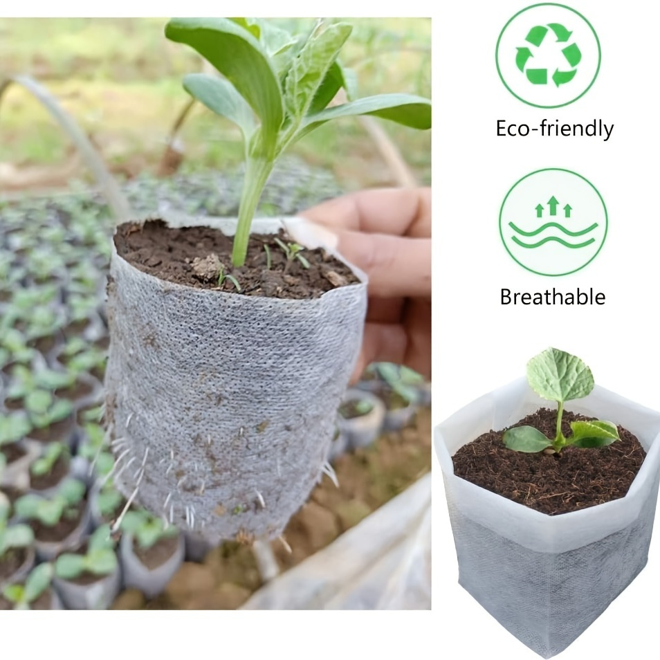 100pcs Planting Bags - Non-Woven Fabric for Maximum Seedling Survival & Garden Seed Starters!