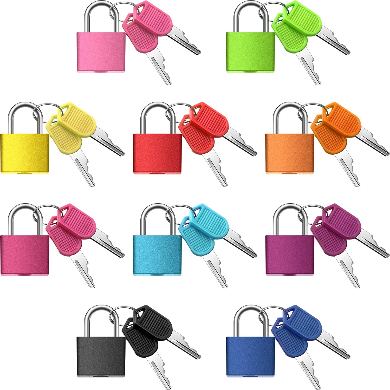 8 cerraduras de maleta con llaves, candados pequeños de metal para equipaje  con llaves, mini candado multicolor con llave para escuela, gimnasio