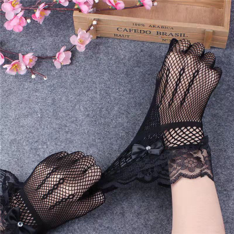 Red Fishnet Gloves Inlaid Rhinestone for Wedding Party Banquet Prom Accessories,Temu