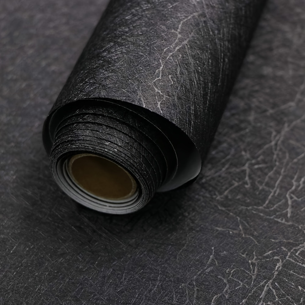 1pc Black Silk Contact Paper, Home Decor, Paper Textured Self-Adhesive Wallpaper For Cabinet Table Chair Room Backdrop Renovation