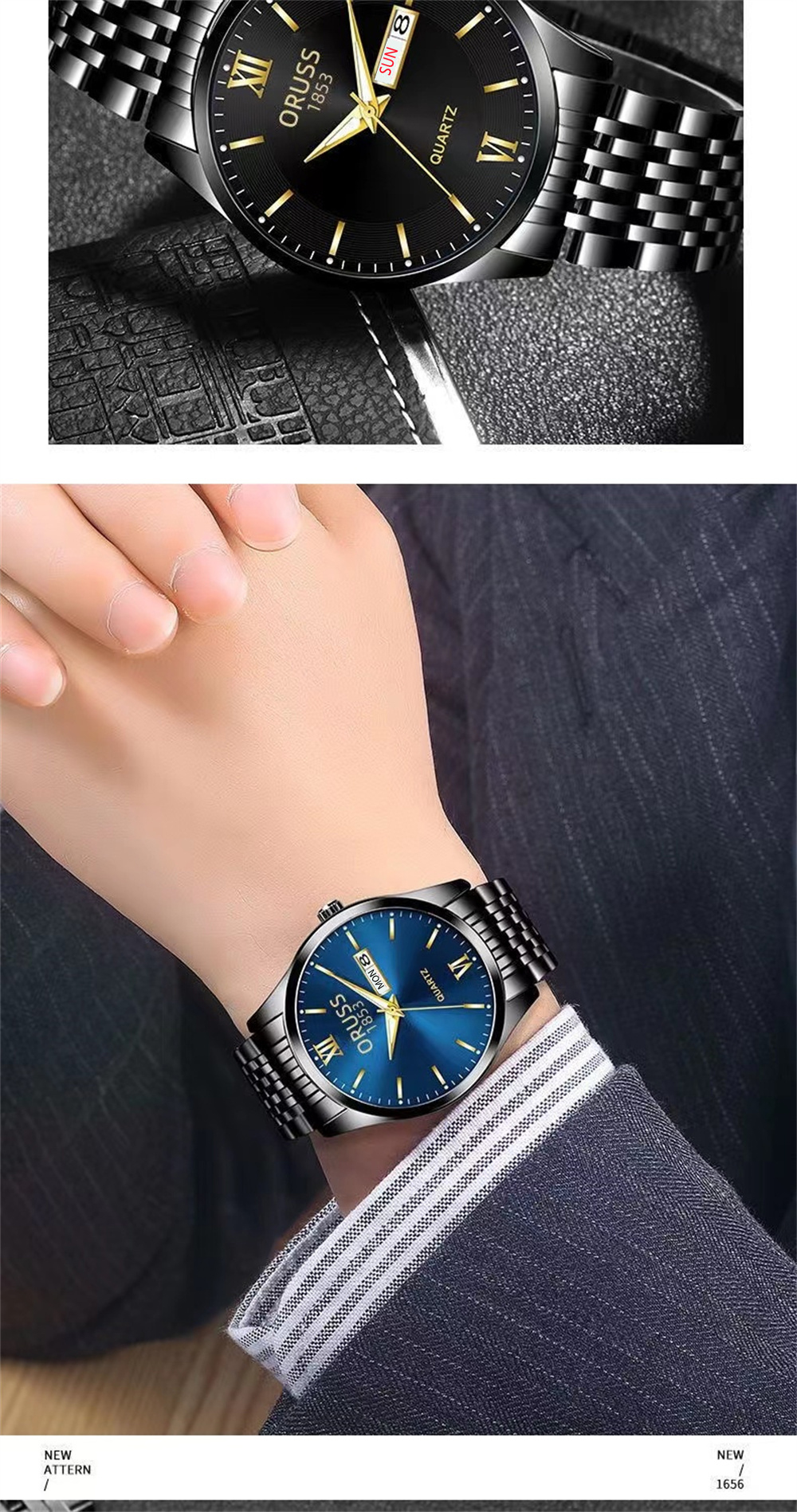 mens watch glow in the dark waterproof calendar     fashion 2022   steel watch   for gifts details 11