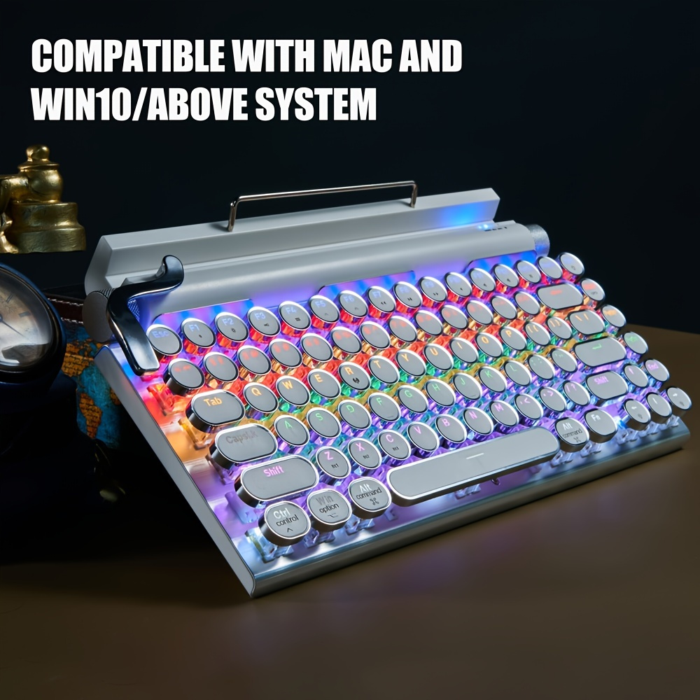 7keys Retro Typing Machine Keypad 83 Key Retro Machine White Keypad