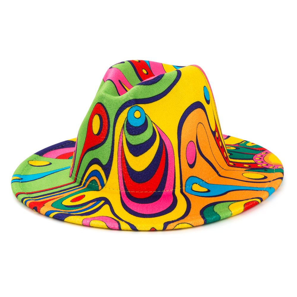 Cloche Hat 1pc Fashion Personality Jazz Hat Mens Colorful Rendering Pattern  Top Hat Wide Brimmed Cloche Hat - Jewelry & Accessories - Temu Australia