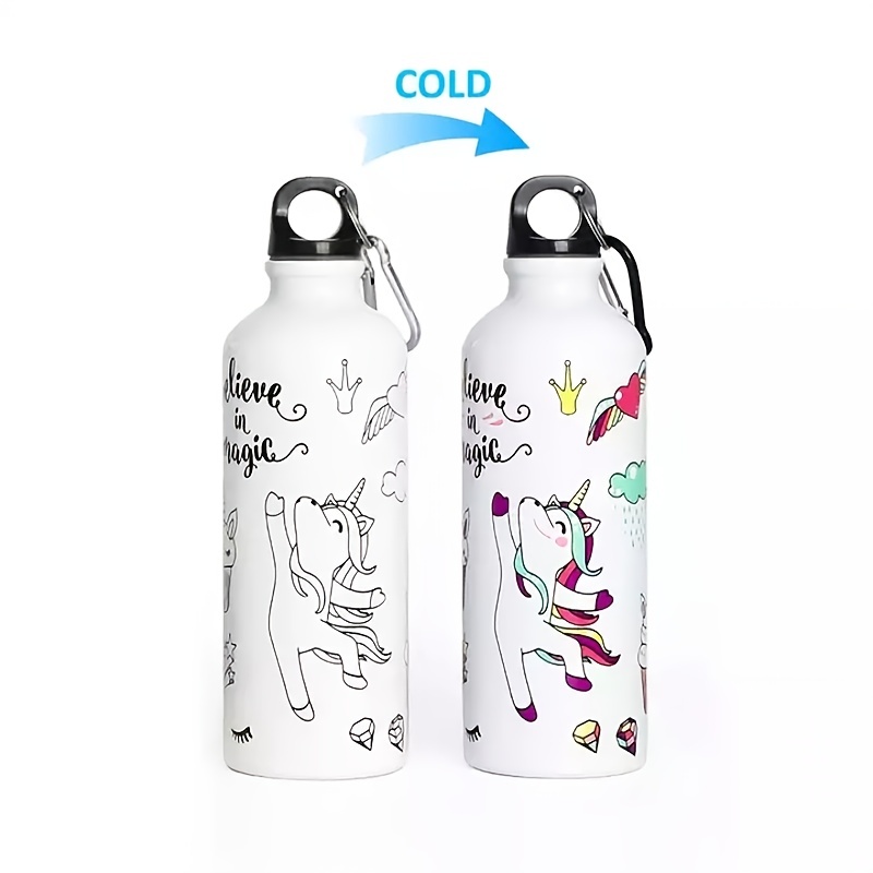 Kids Water Bottle w. Straw, Cute Unicorn Design Girls, Spill Proof,  Eco-Friendly