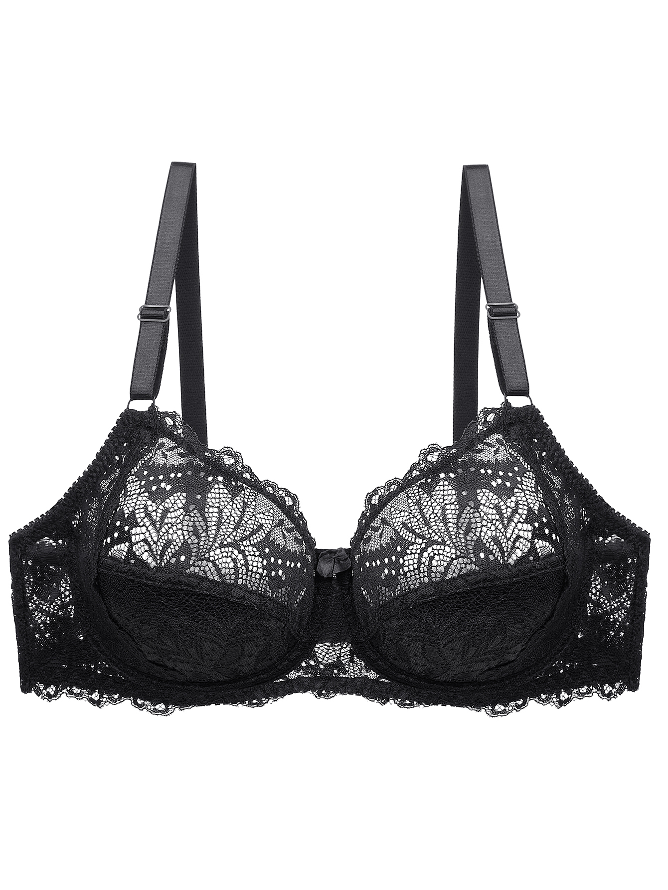 Plus Size Contrast Lace Semi Sheer Bra Womens Plus Solid Medium Stretch Sexy Bralette Temu 4780