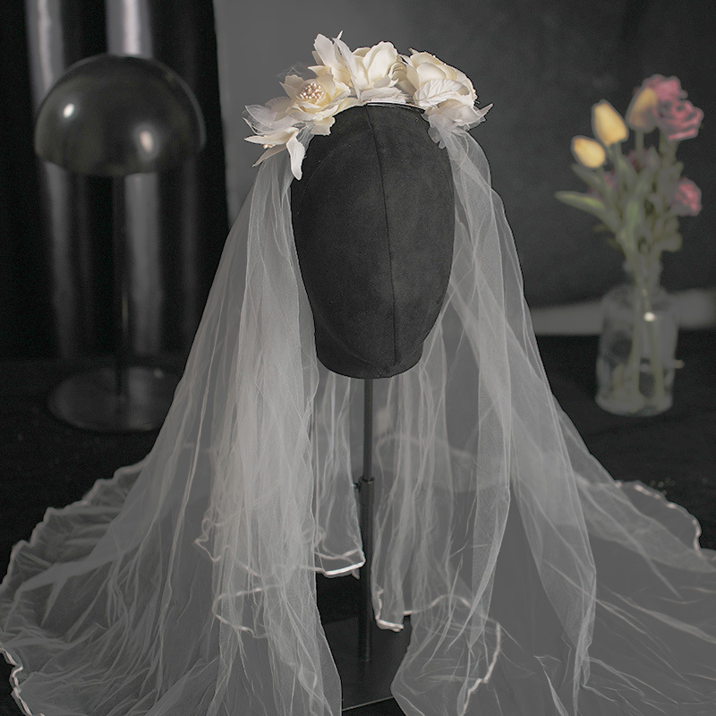 Faux Pearl Decor Bridal Veil With Hair Pin
