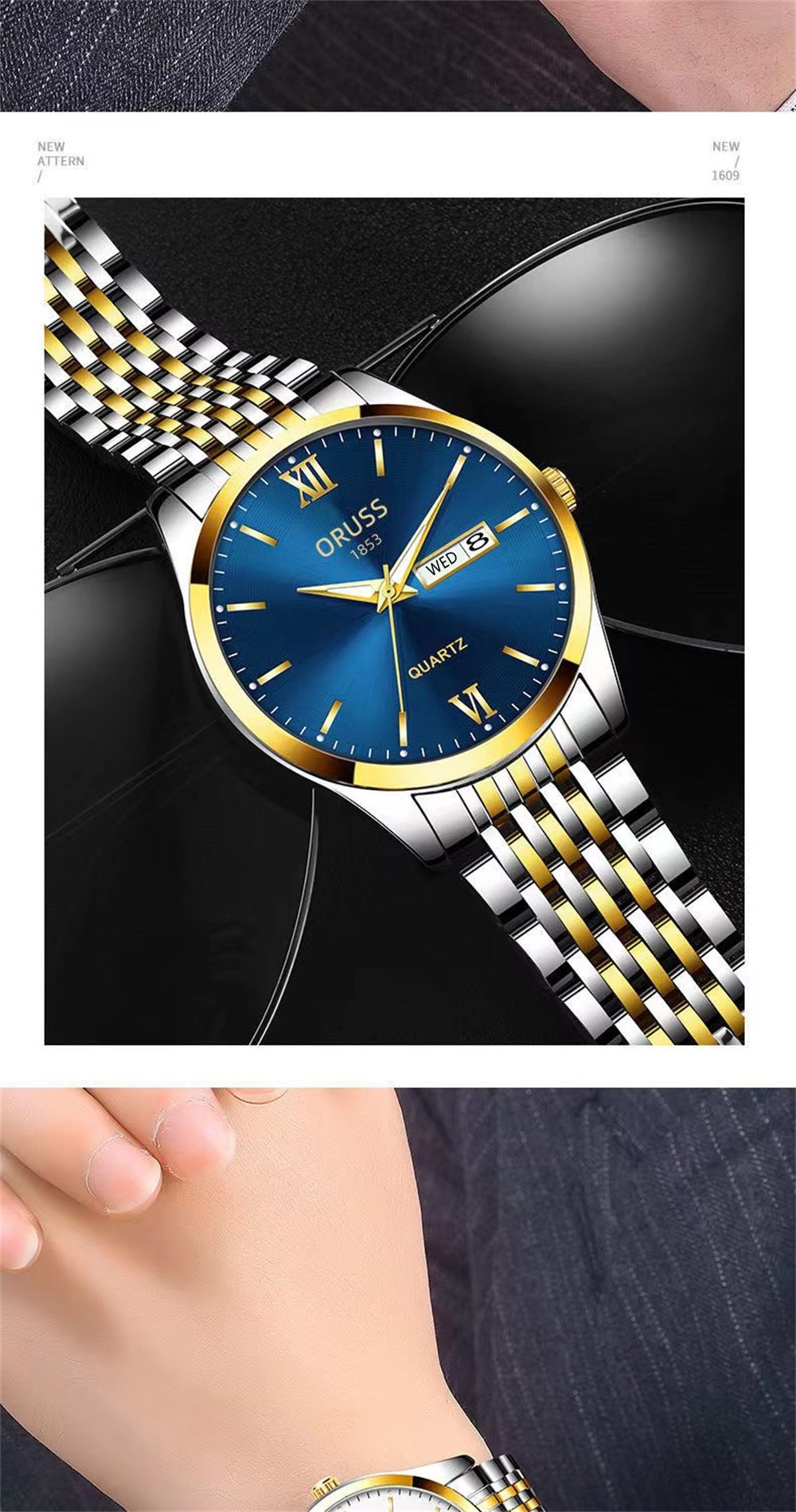 mens watch glow in the dark waterproof calendar     fashion 2022   steel watch   for gifts details 9