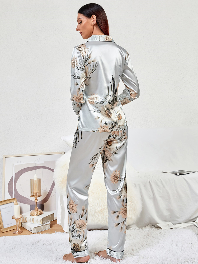  Conjunto de ropa de descanso para mujer, conjunto de 2 piezas,  conjunto de pijama de manga larga casual, Gris : Ropa, Zapatos y Joyería