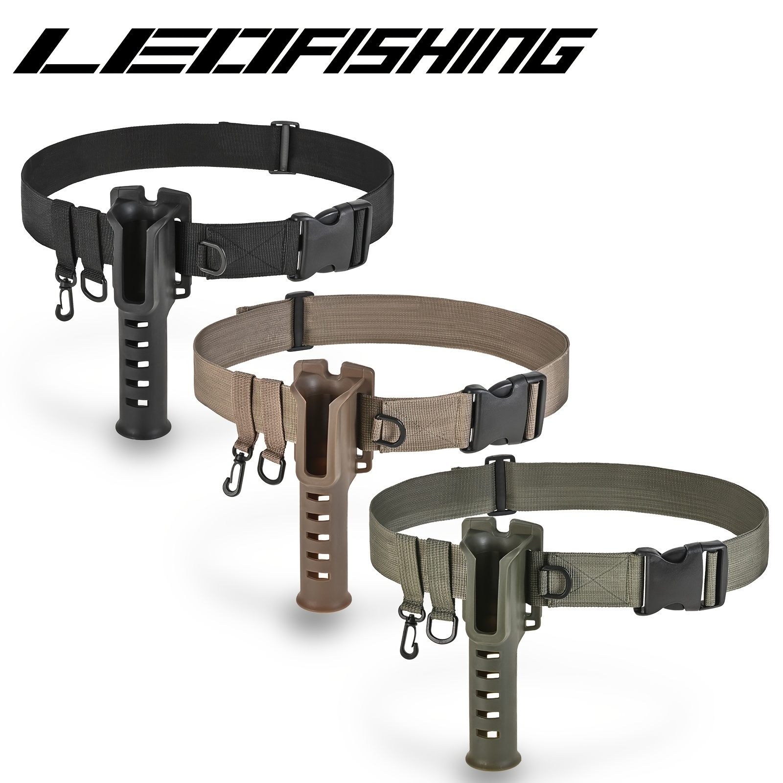 Dcenta Fishing Rod Support Belt Adjustable Fishing Pole Oxford Waist Belt  Fishing Tackle Holder Padded Waist Belt 