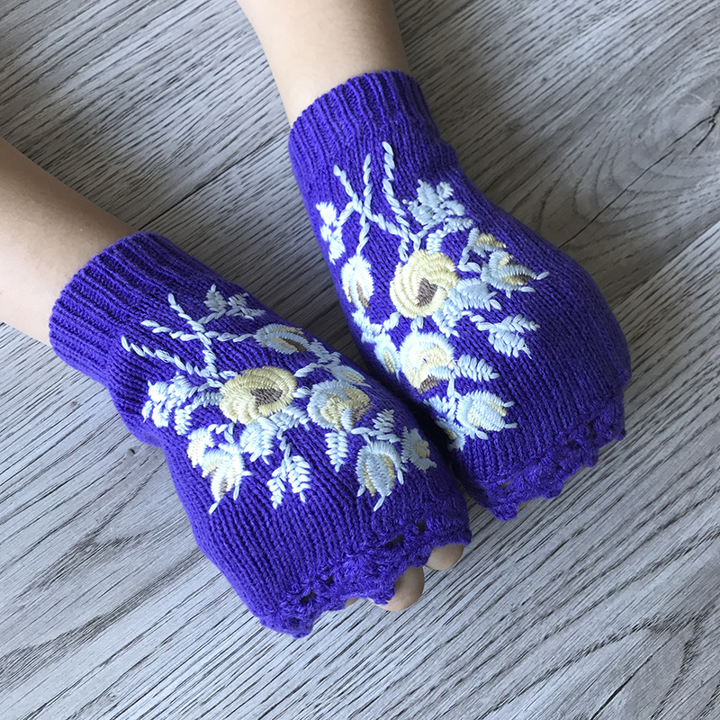 Floral Crocheted Gloves Flower Arm Warmers Knitted Gloves For Women Winter  Long Gloves Fingerless Mittens Warm Knit Gloves - Temu
