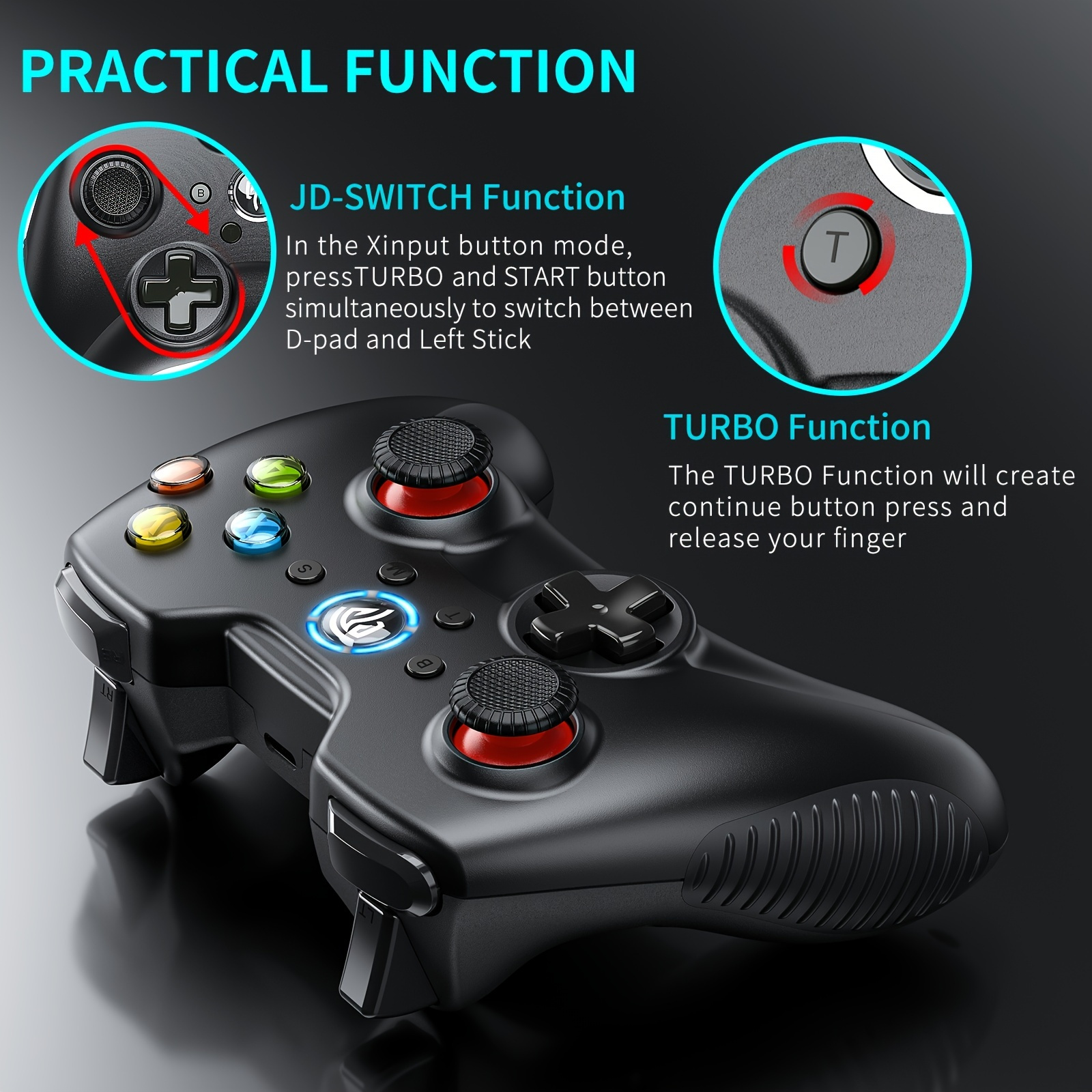 Wireless Gaming Controller Easysmx Kc8236,for Pc Windows 7/8/10, Steam, Ps3, Android Tv Check