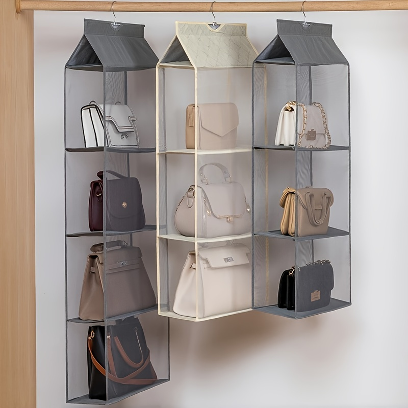 1pc, 8 Pockets Hanging Purse Handbag Organizer Clear Hanging Shelf