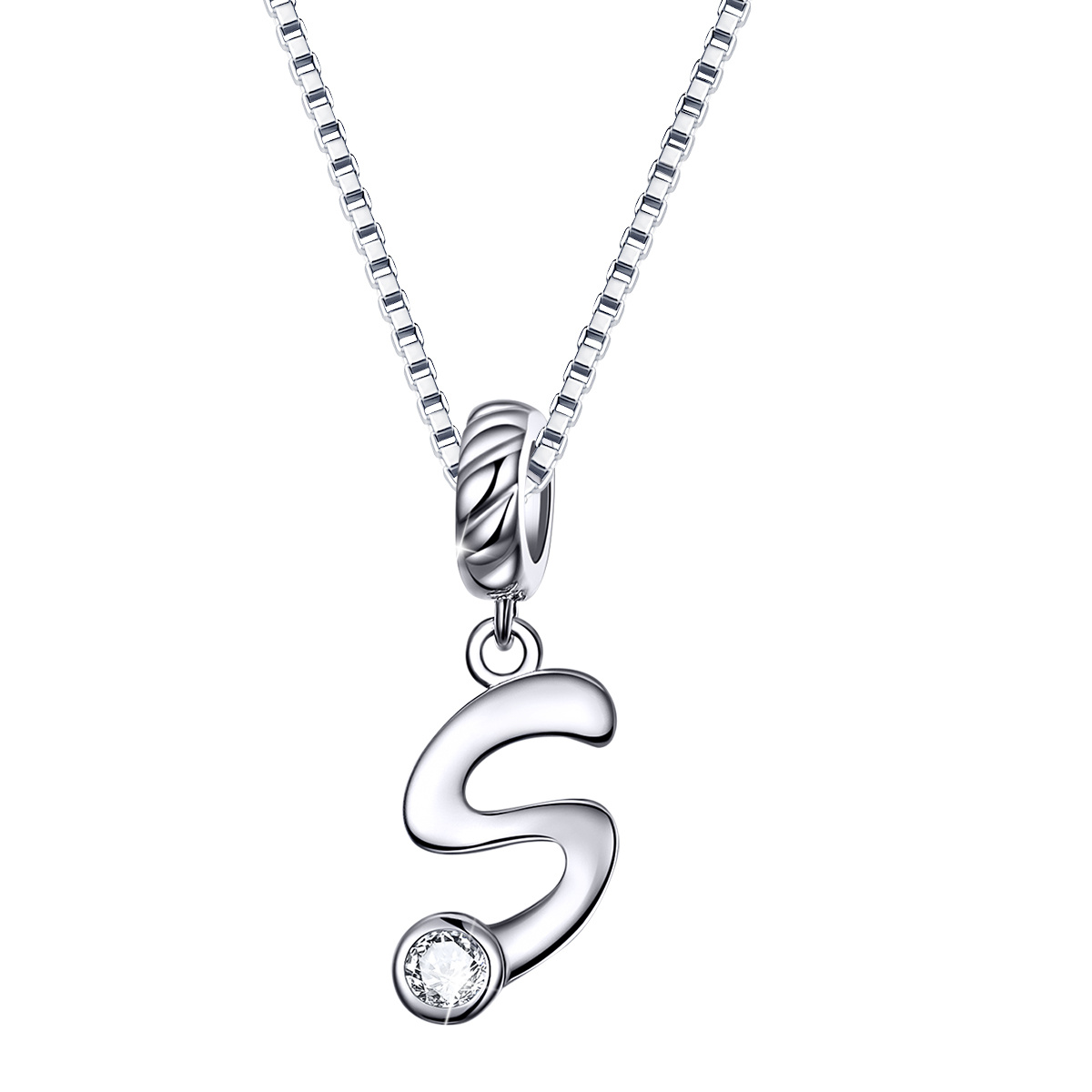 Women's A-Z Alphabet Initial Necklace Polished Silver Tone Letter - Foto 9