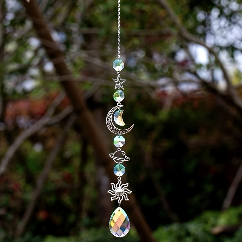 

1pc Bird Crystal Pendant Pendant, Garden Plant Bird Repelling Tool, Moon Sun Catcher Crystal Wind Chimes, Garden Decorative Wind Chimes