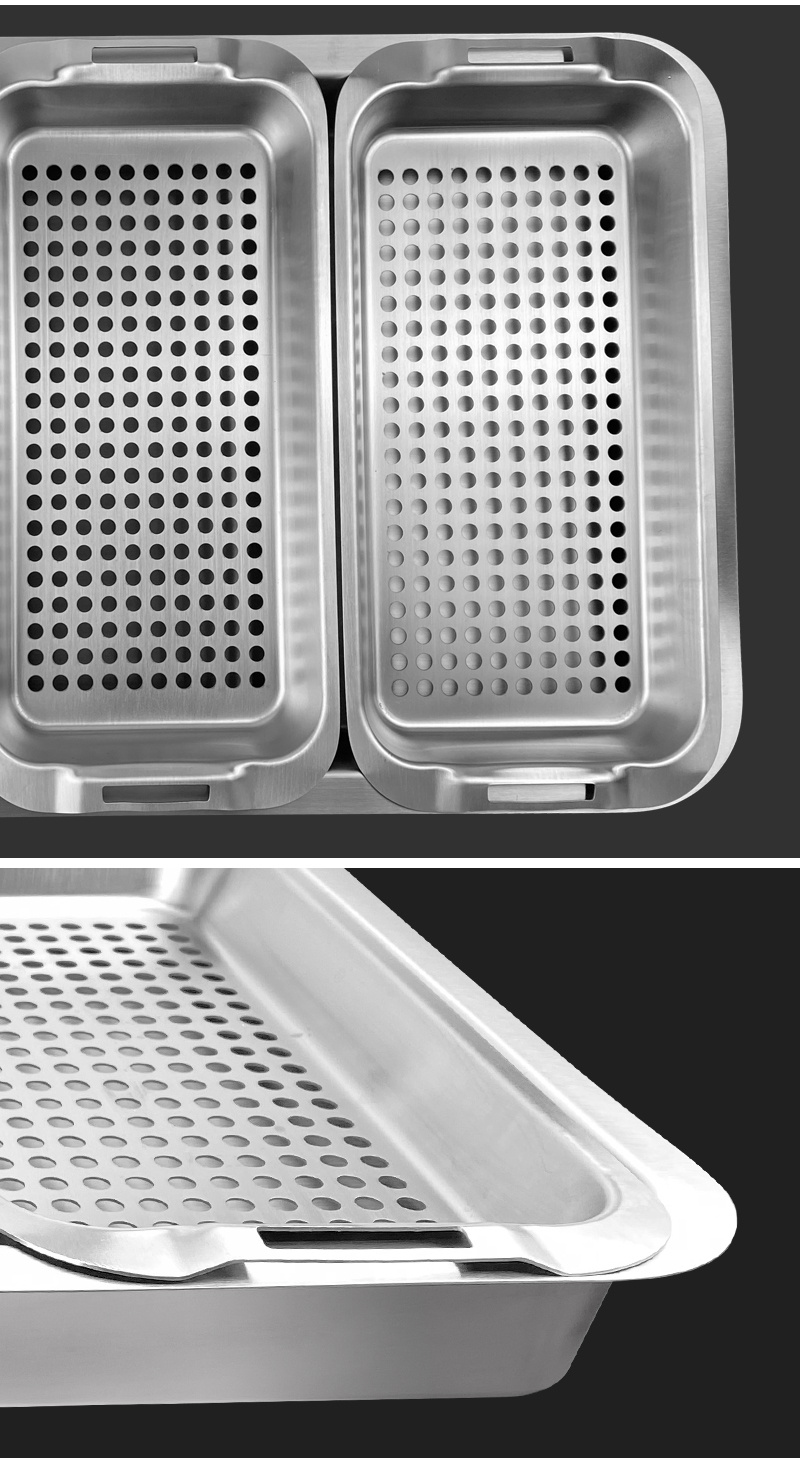 4 Sets Outdoor Stainless Steel Grill Tray Set Square Large Capacity