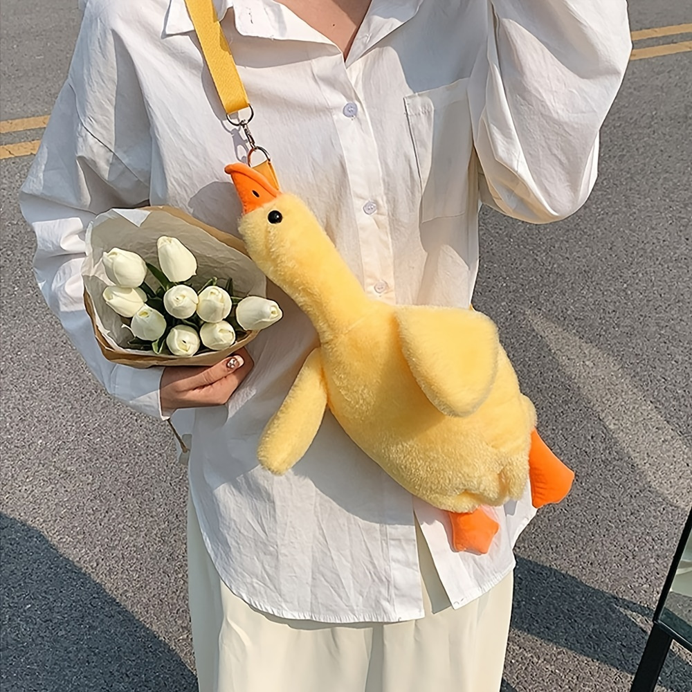 Women Personality Funny Mobile Phone Bag Girl Cute Cartoon Plush Duck Doll  Shoulder Bag 2022 New Cross-body Bag