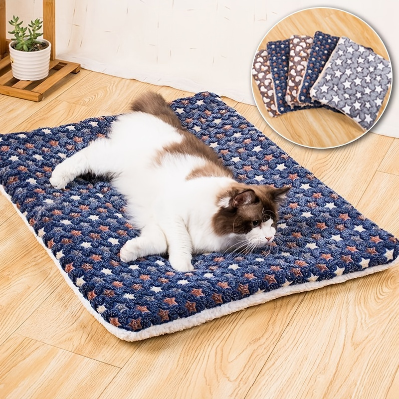 Flannel Warm Sleeping Pad Dog Blanket, Thick Pillow Pet Mat Cat Bed For