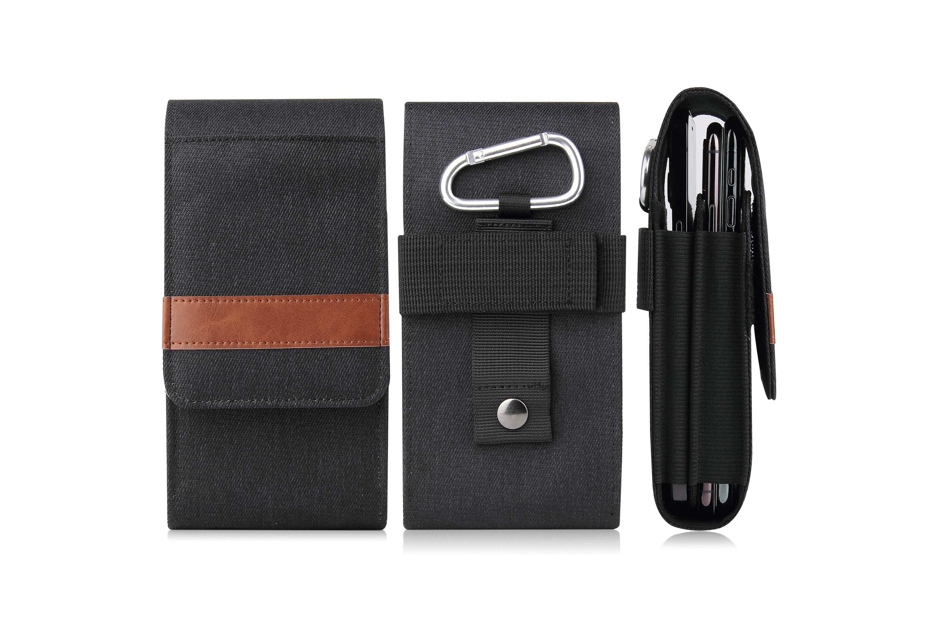 Horizontal Dual Phone Holster Pouch Case For Two Phones, Nylon