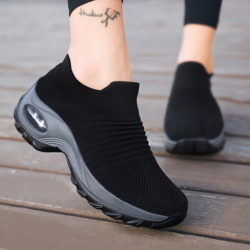 Women s Knit Slip On Solid Low Top Sneakers Lightweight Breathable 