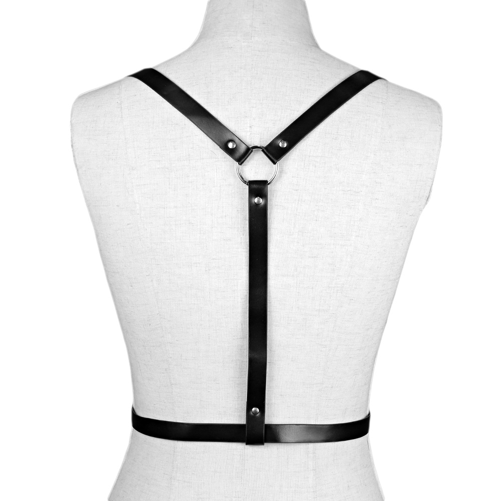 Black Faux Leather Harness Belt Belt Women Sexy Lingerie Body Harness ...