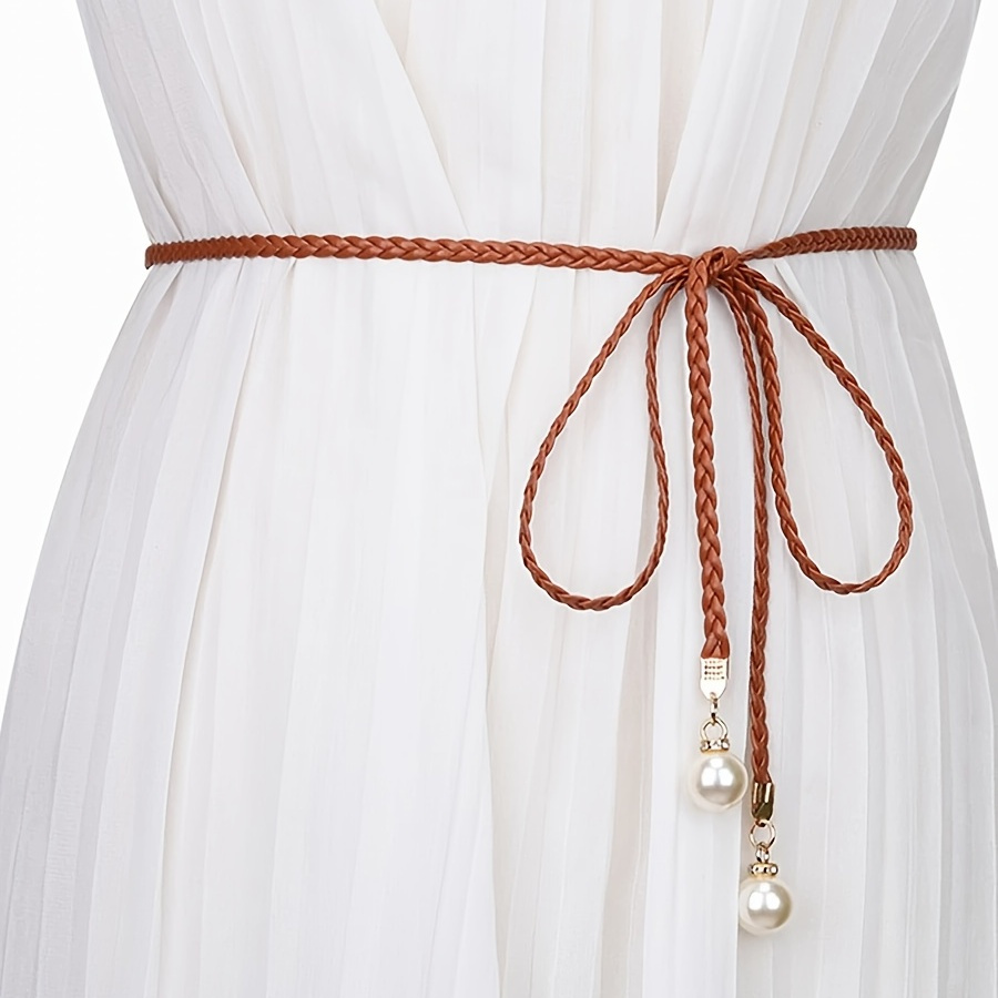 Faux Pearl Rope Belt Dress Belt Boho Bohemian Waist Rope - Temu