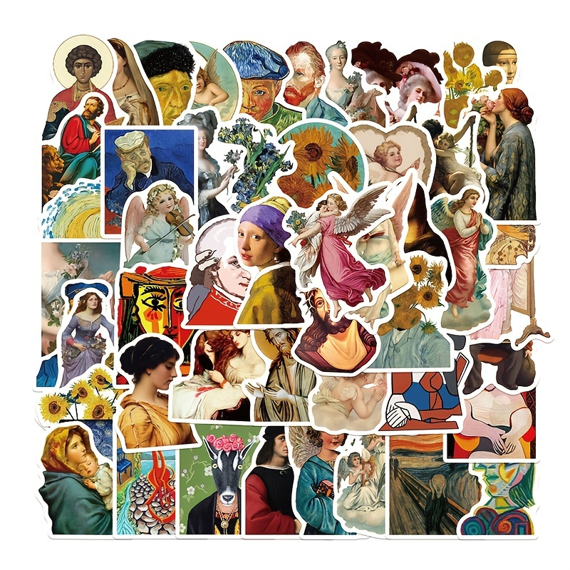 

50pcs Of Iconic Artwork Stickers - Self-adhesive & Waterproof - Perfect For Phones, Notebooks & More! Easter Gift
