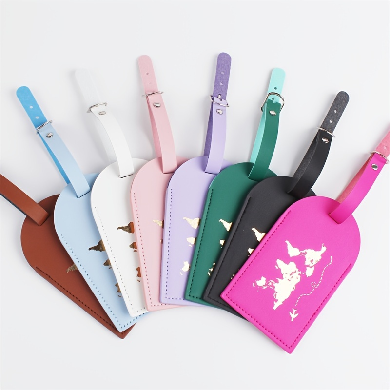 

[fashionable And Simple Pu Leather Luggage Tag]leather Luggage Tag, Small Luggage Tag With Name, Telephone Information, Logo, Multicolor Optional