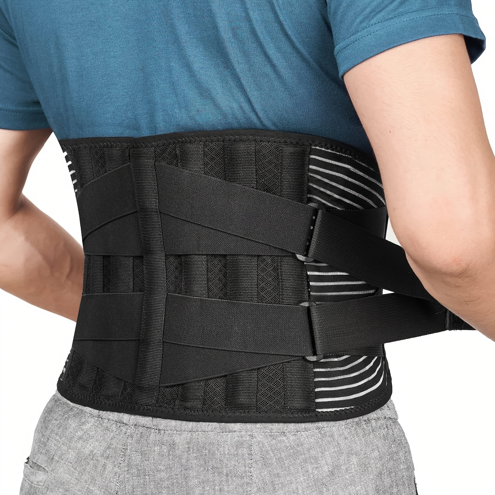 

1pc Breathable Back Brace With 6 Stays - Anti-skid Lumbar Support Belt For Sciatica, Herniated Disc, And Scoliosis