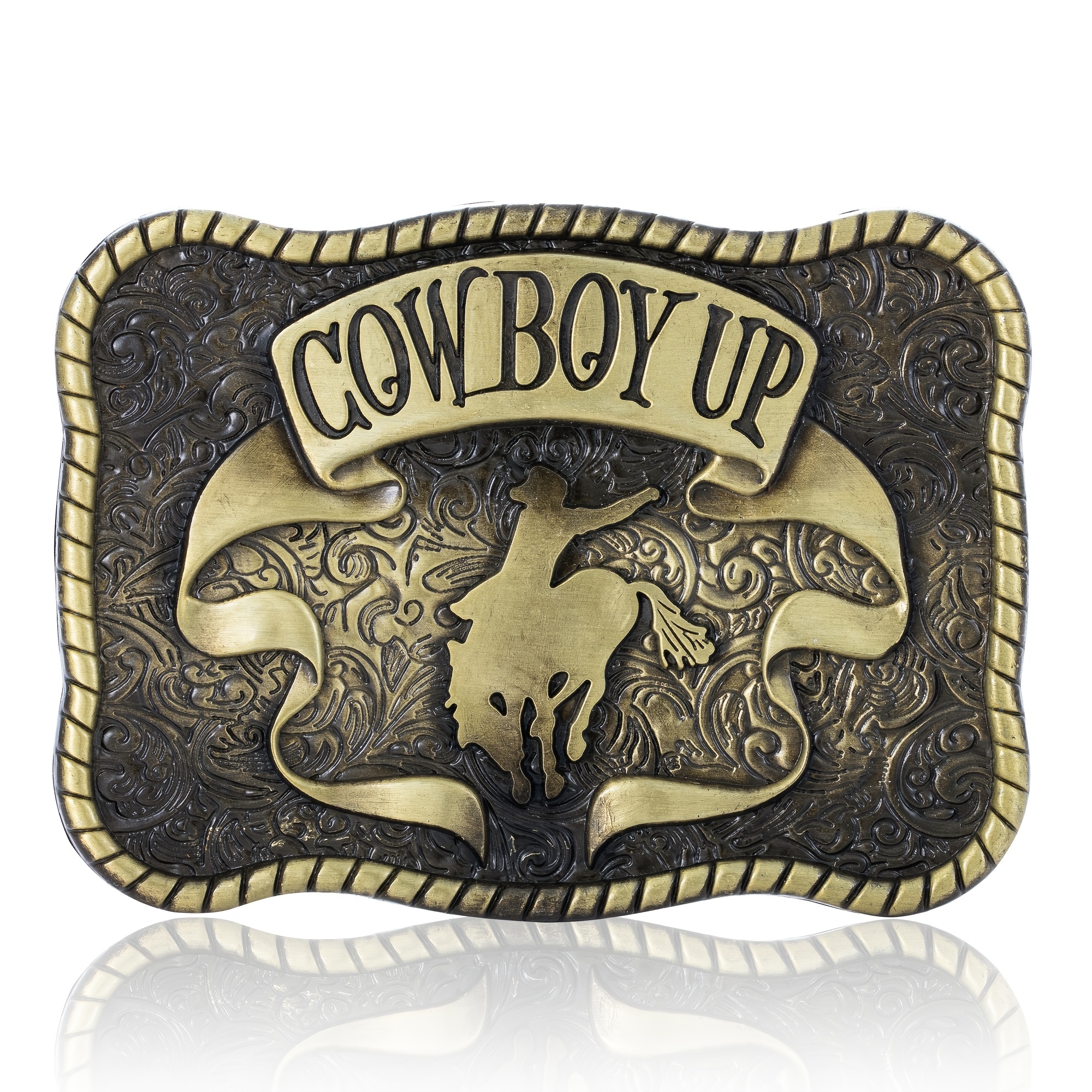 Montana Silversmiths Tri Color Cowboy Up Western Belt Buckle