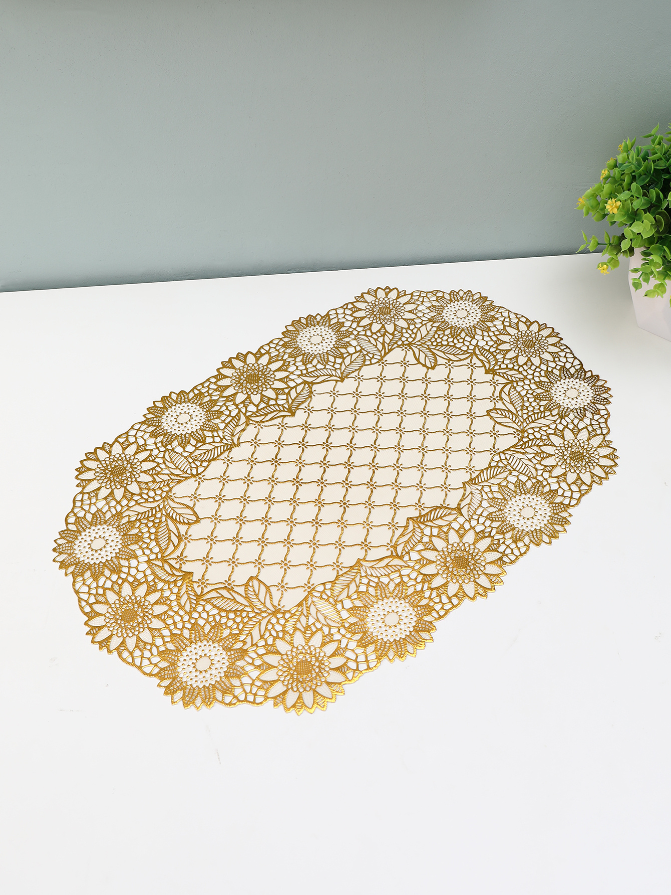 1pc Crochet Placemat Flower Pattern Table Mat Dining Table Temu