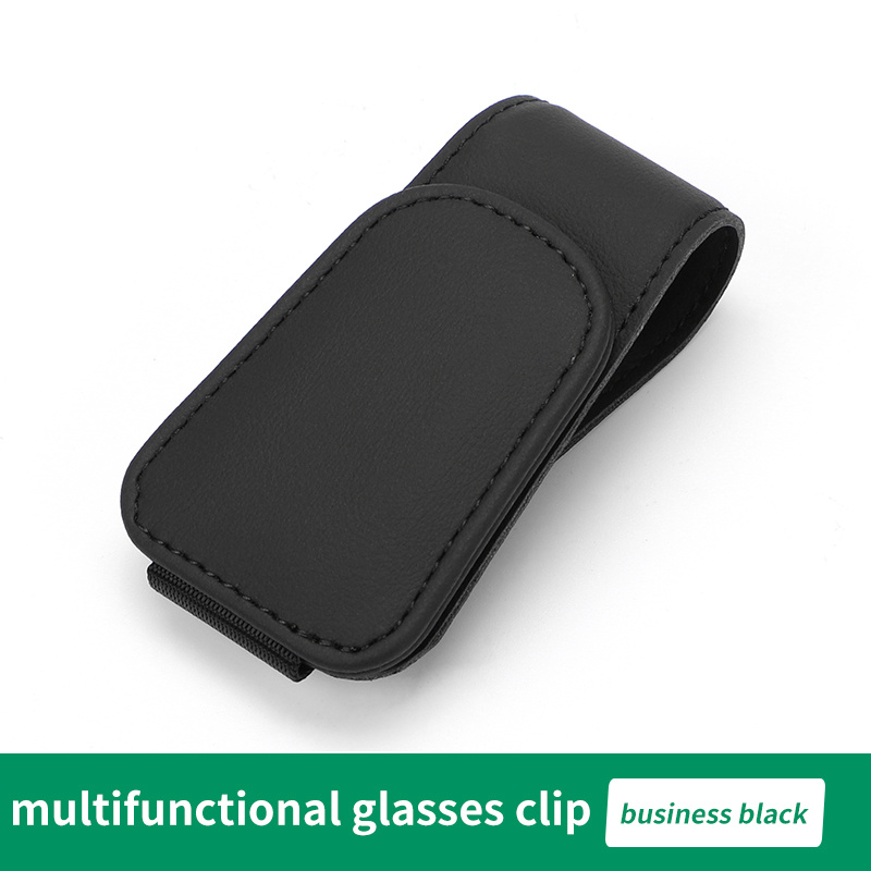 Yuoyar 2 Packs Sunglasses Holders for Car Visor - Magnetic Leather  Sunglasses Holder and Ticket Card Clip - Car Visor Accessories (Black)