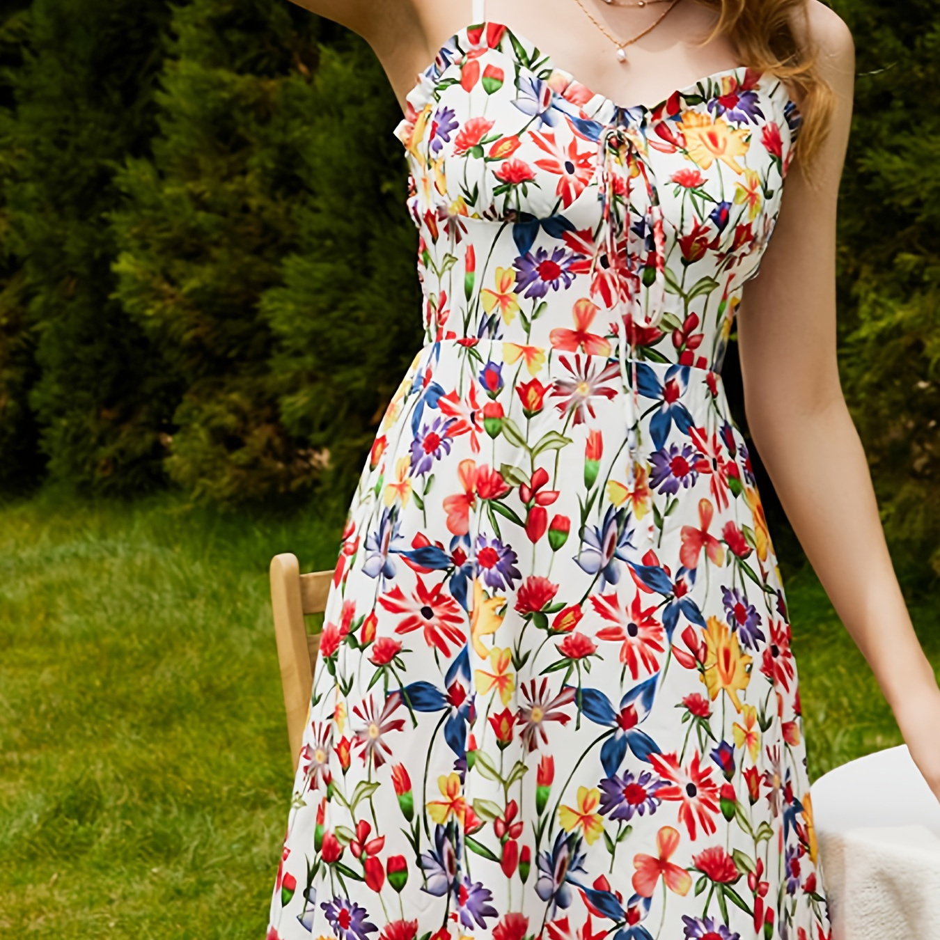 Women's Flowy Floral Tunic Dress Mini Swing Slip Dress - Temu