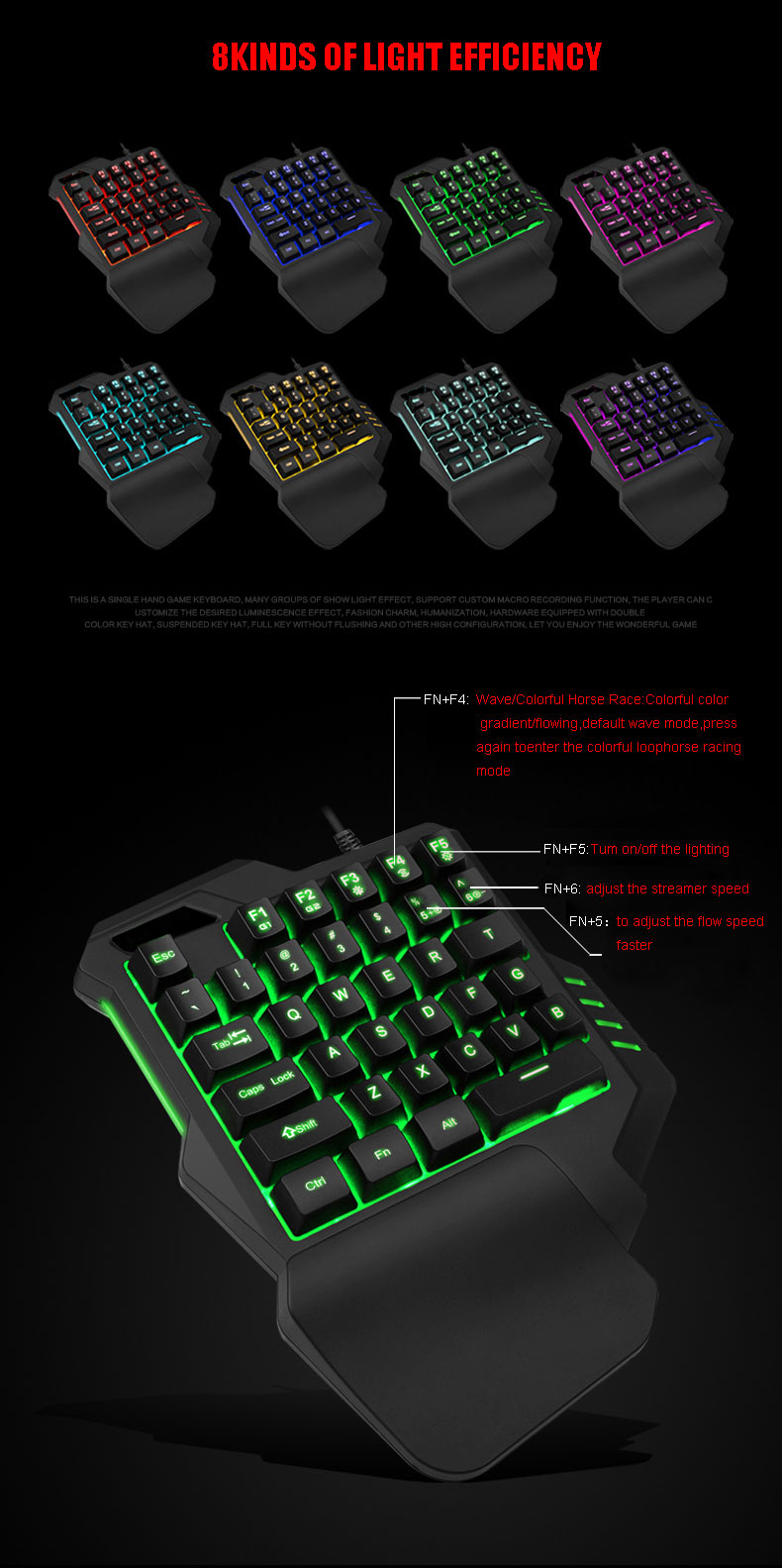  RedThunder One Handed Gaming Keyboard RGB Backlit 35 Keys  Portable Mini Gaming Keypad Ergonomic Game Controller for PC Gamer : Video  Games