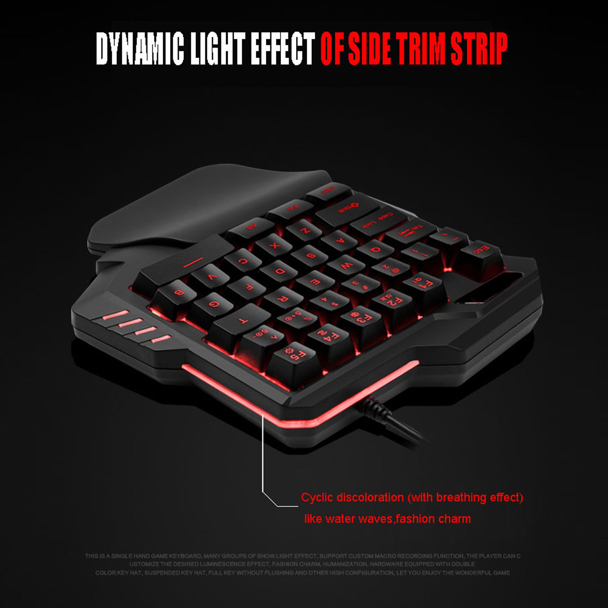 Single Hand Game Keyboard Rgb Backlit 35 Key Portable Mini Temu