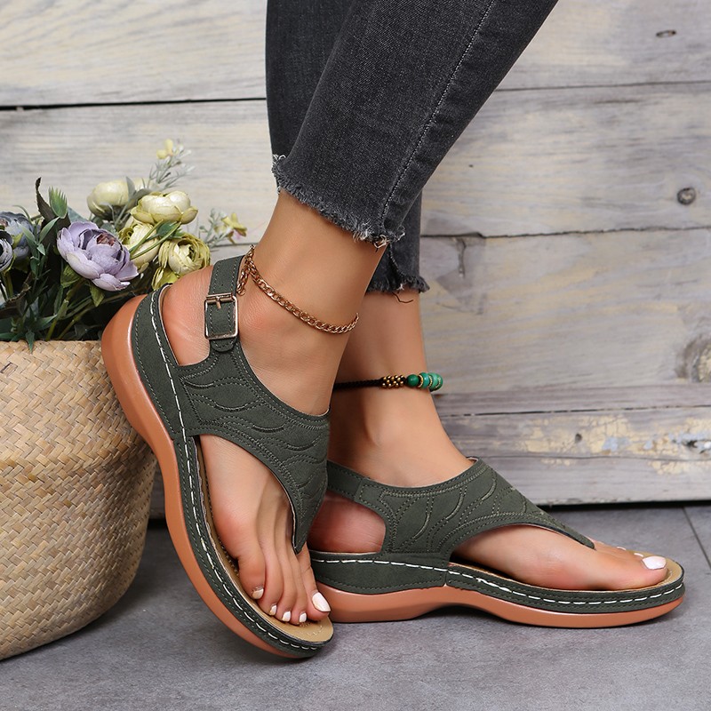 Ladies wedge sale flip flops