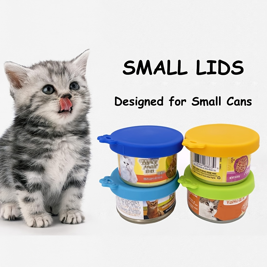 

4pcs Silicone Cat Food Can Lids - Keep Your Pet's Food Fresh And Tasty - Fits 3 Oz Cans - Set Of 4