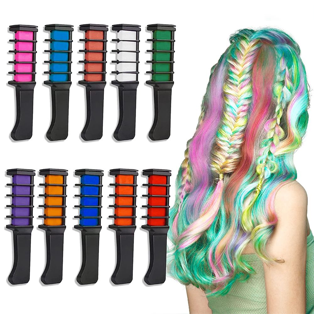 10 Color Hair Chalk For Girls Makeup Kit Hair Chalk Comb Temporary Washable  Hair Color Dye