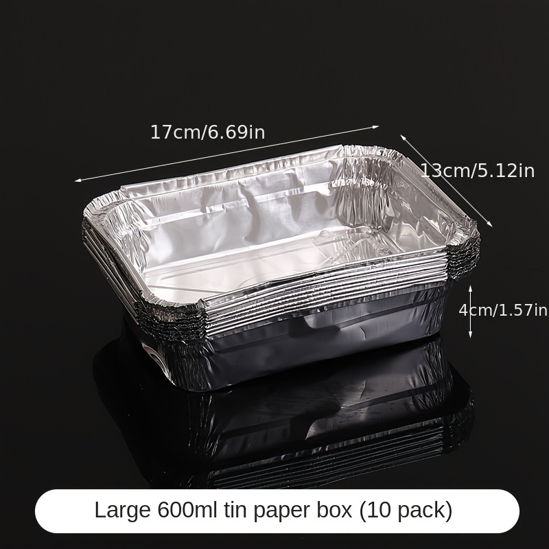 10pcs Disposable Bbq Drip Pan Non-stick Aluminium Foil Box Heat