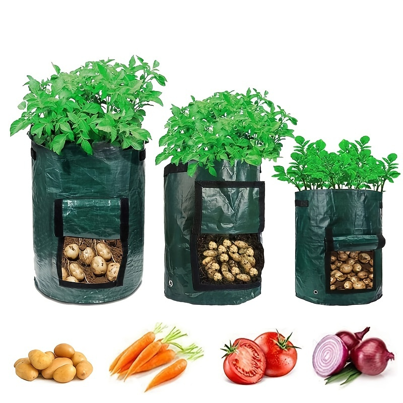 1pc PE Grow Bag For Potato & Tomato, Vegetable Nursing Planter, Container For Planting, Fertilizer Bucket, Garden Planting Supplies