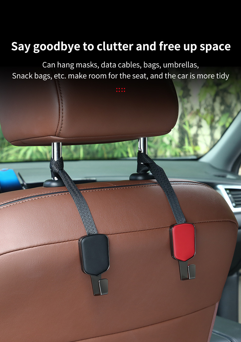 Auto-Haken, universal, Auto-Rücksitz-Kopfstütze, Haken, Mikrofaser-Leder &  Edelstahl, für Tasche, Geldbörse, Stoff, Lebensmittel, Schwarz