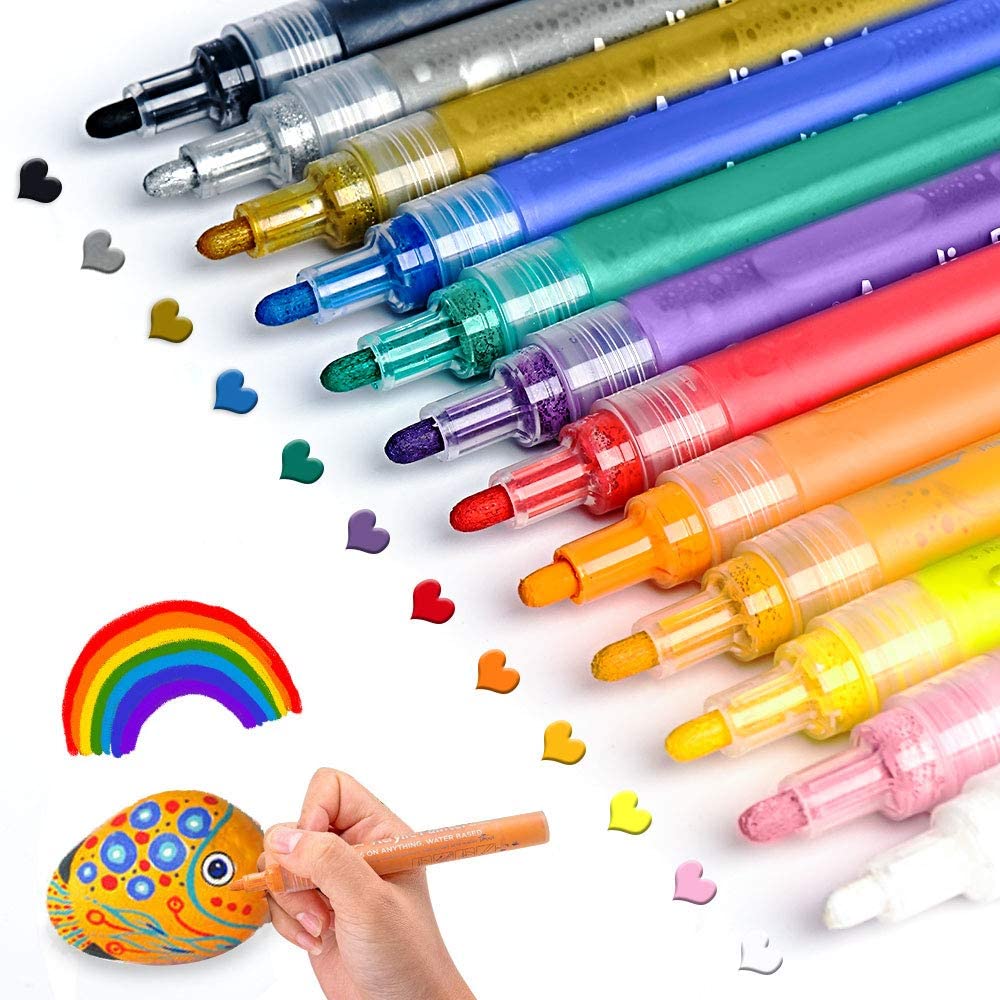 PATIKIL Metallic Paint Pens, 3 Pack Acrylic Paint Marker Flash Line Colored  Markers Pen for Rock Painting, Scrapbook Crafts, DIY Photo Album, Dark