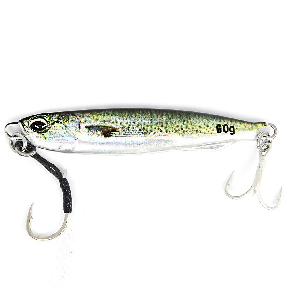 Jigging Lure Metal Inshore Casting Chrome Jig With Hooks 60g 80g 100g Jigs  For Fishing