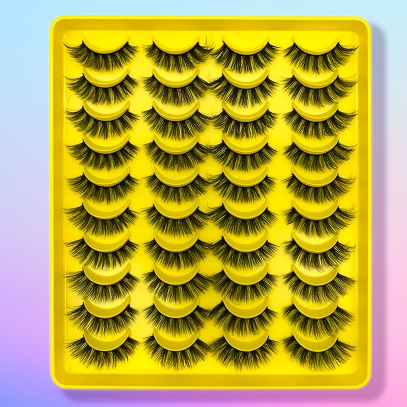 

New 20 Pairs Pack Of Mink Fiber Eyelashes Natural Exaggerated Long False Eyelashes Set Short False Eyelashes Makeup Tool