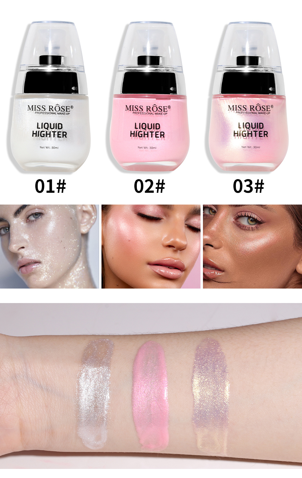 Liquid Highlighter Makeup, Face Body Glow Illuminator, Face Shimmer Highlighter, Liquid Shimmer