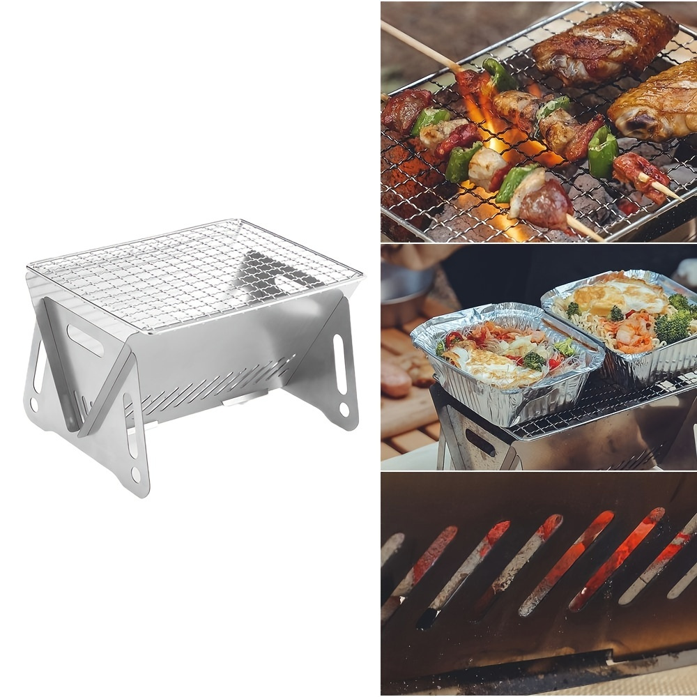 1pc Portable Bbq Grill For Outdoor Camping Mini Bbq Grill Folding Card