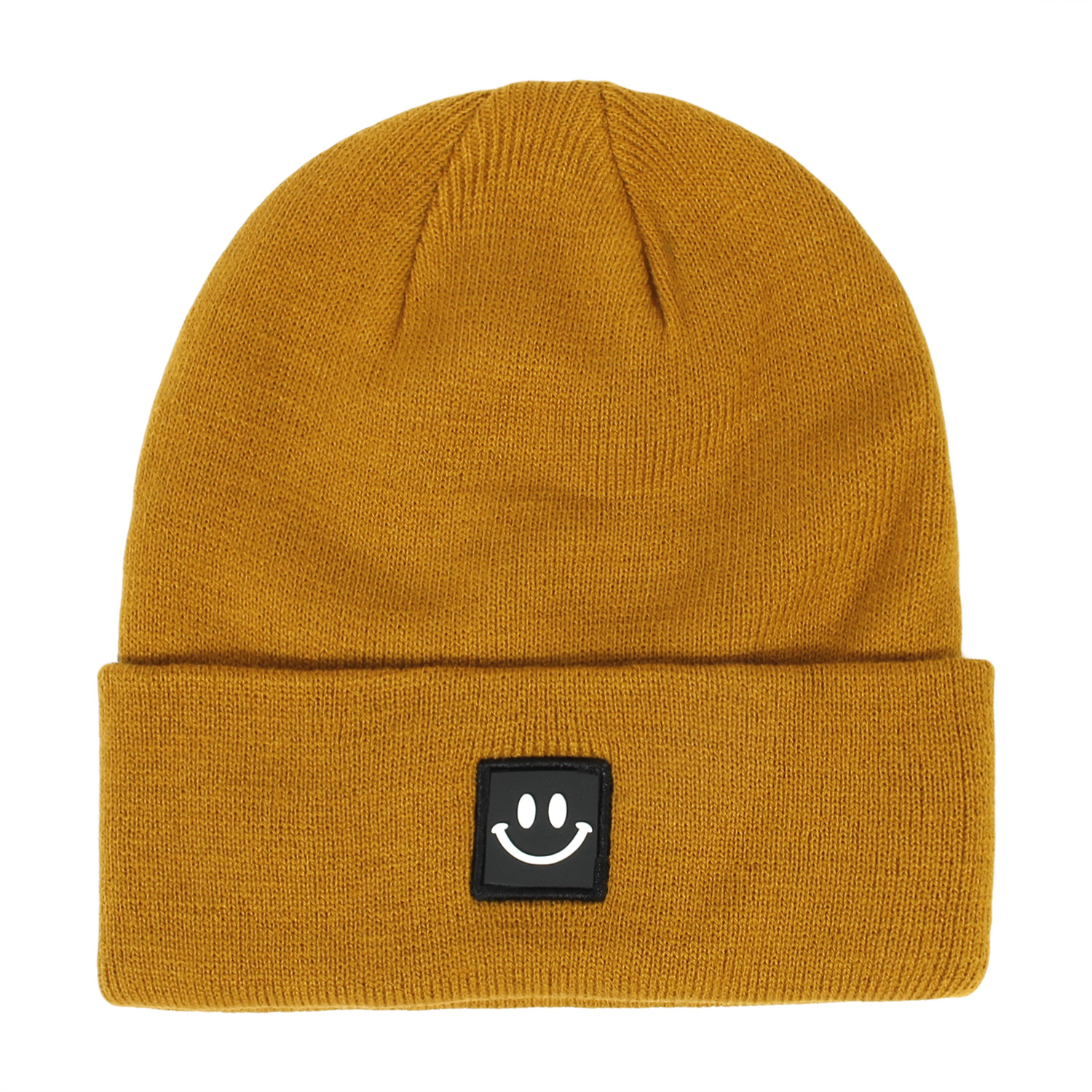 NovaBelle Smile Face Knit Beanie - Slouchy Winter Hat With Embroidered Design For Men & Women